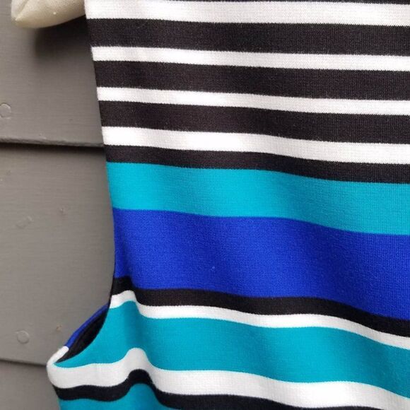Calvin Klein Blue Black White Stripe Knit Dress size 8 - Picture 7 of 13